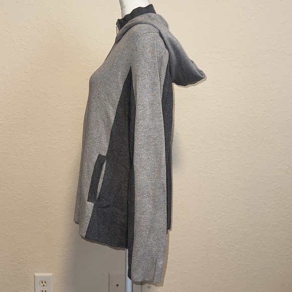 Rachel Zoe sweater Large gray color block zip front hooded jacket - Picture 2 of 10
